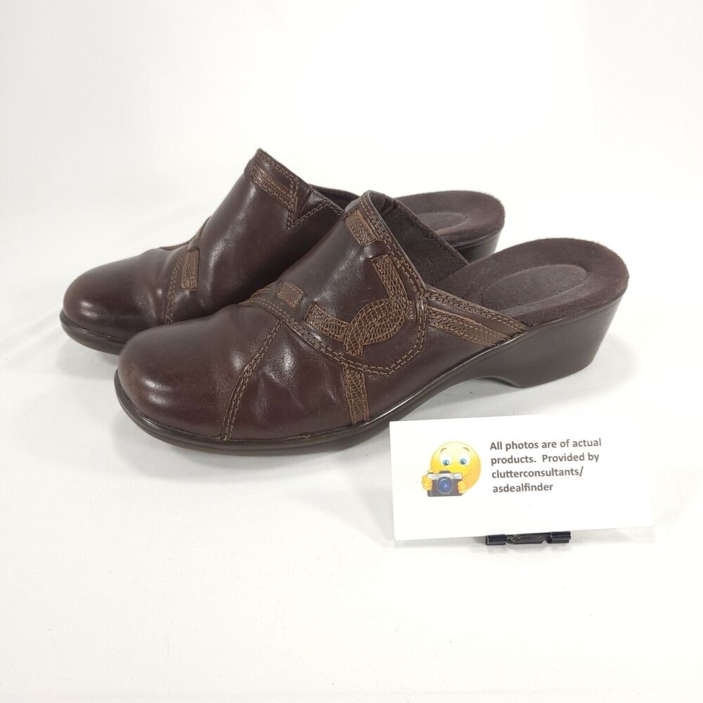 Clarks Bendables Slip On Casual Mule Heel Shoe Womens Size 7.5 60614 Brown